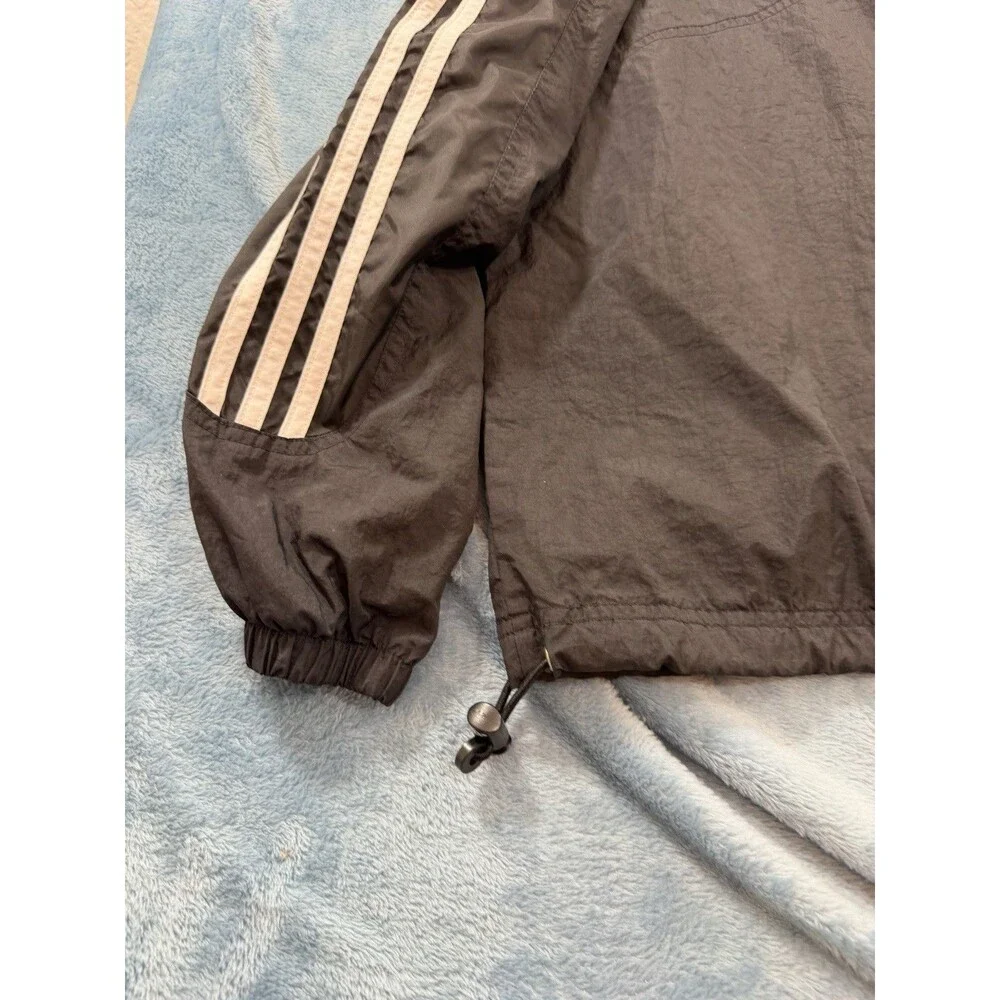 VTG 90s Adidas Windbreaker Jacket Mens S Black White Anorak Pullover Hooded XLNT